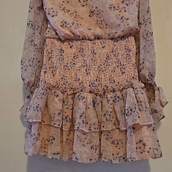 Honey Chelsea Women's Floral Ruffled Long Sleeves Mini Dress XS Pink - Picture 6 of 16
